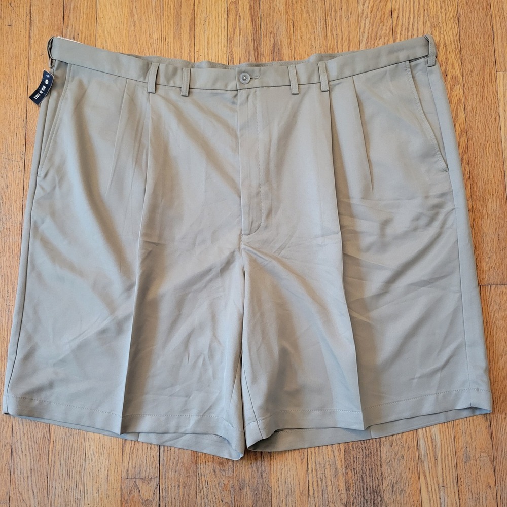 Haggar 52 Shorts‎ Tan Pleated Expandable Waist Quick Dry COOL 18 UPF 50+ Summer